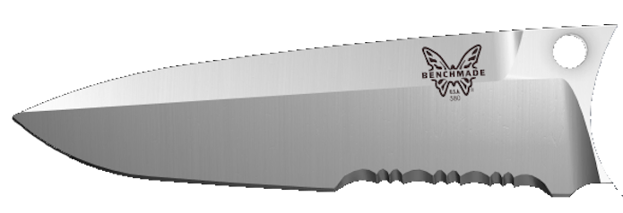 Steel Custom Serrated Edge Knife Blade - Side Profile | Benchmade Knife Co.