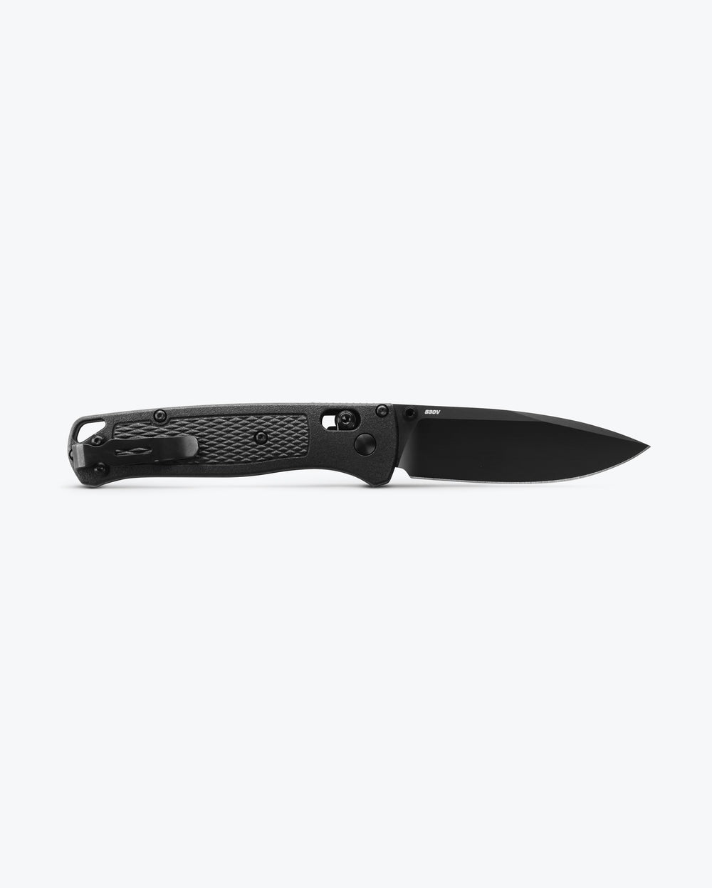 Bugout® CF-Elite® knife shown from back side, blade open displaying AXIS lock | Benchmade Knife Co.