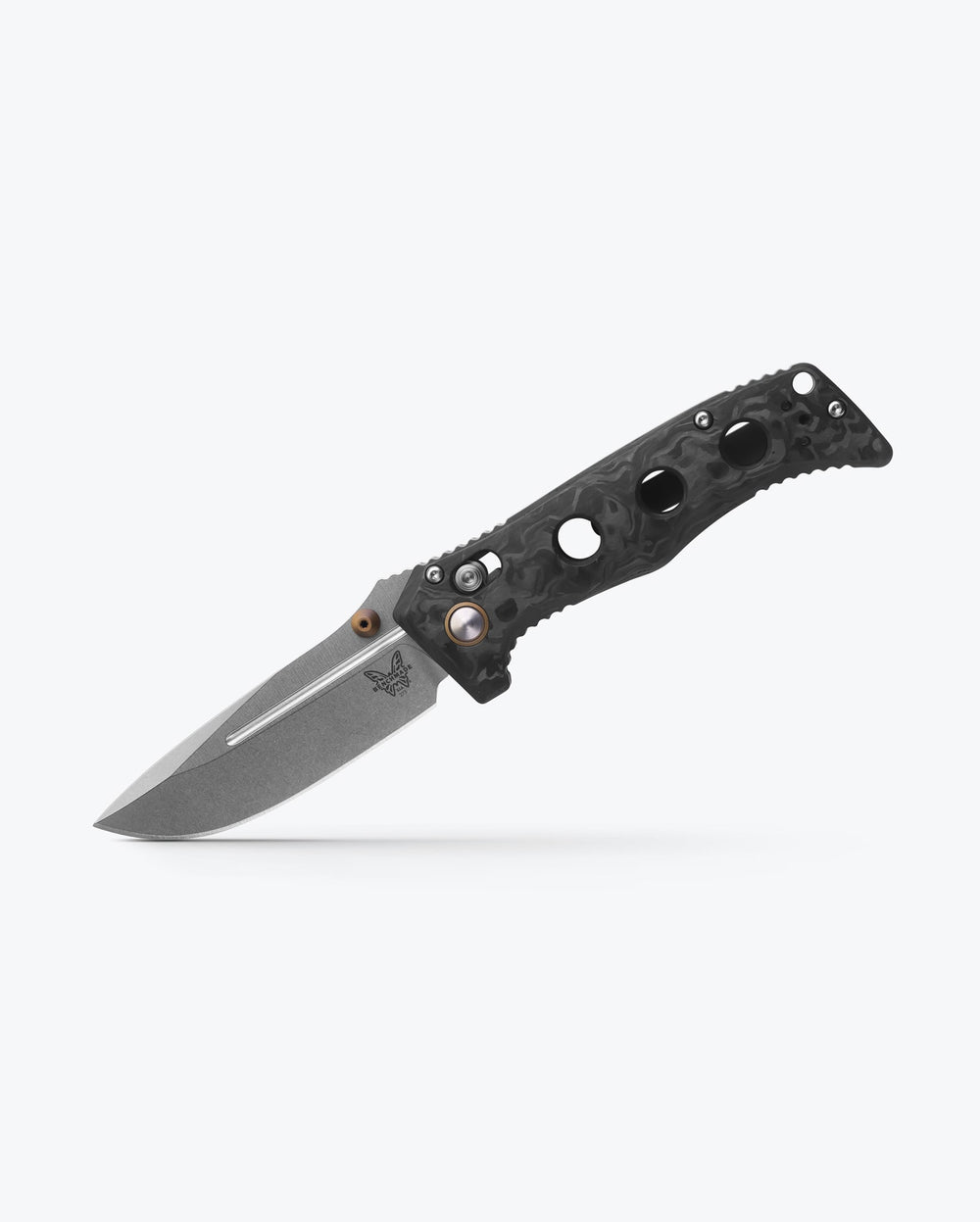 Mini Adamas® Marbled Carbon Fiber Drop-point - Side Profile View | Benchmade Knife Co.