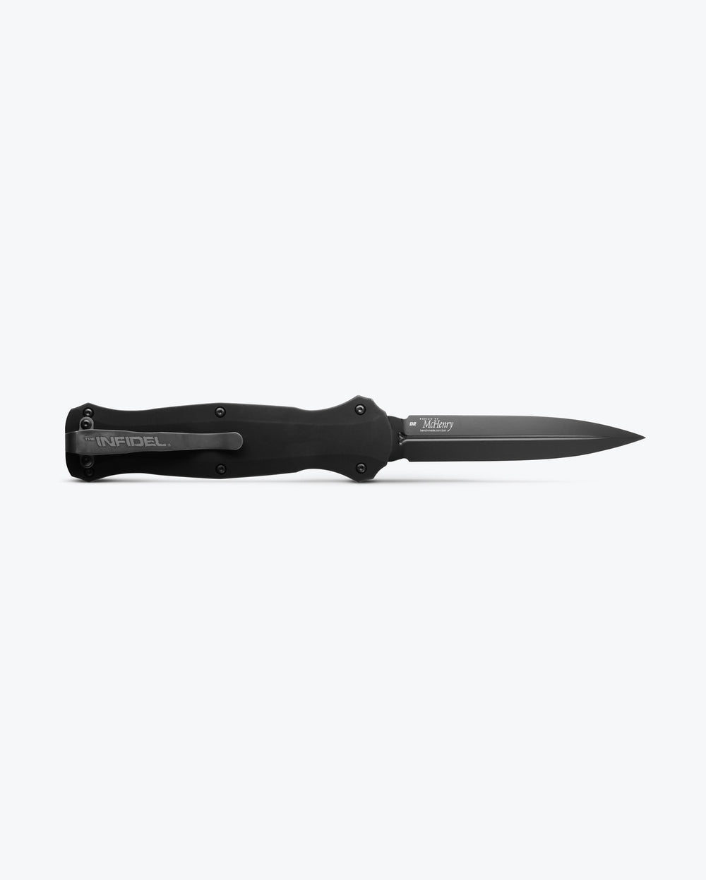 Black Aluminum Infidel® OTF Knife - Open Side Profile View | Benchmade Knife Co.