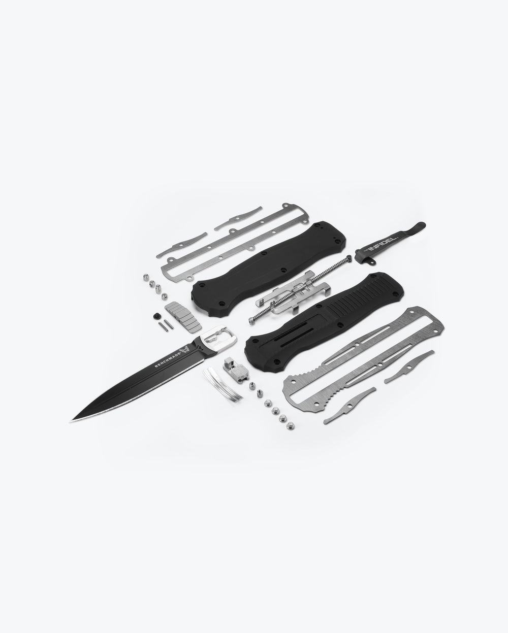Black Aluminum Infidel® Components - Exploded Assembly View | Benchmade Knife Co.