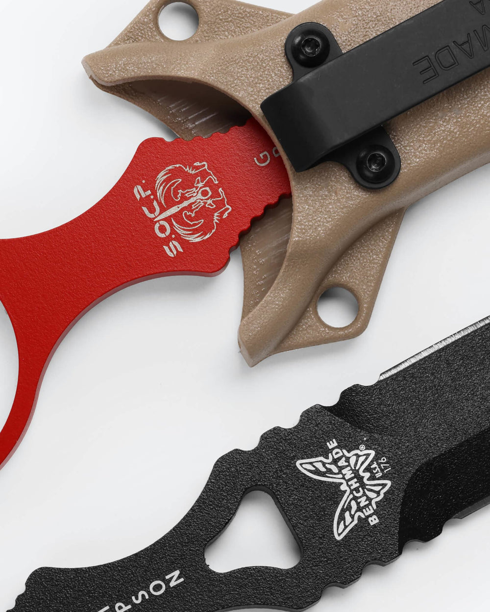 Sand Sheath Ring Grip Detail with Black Hardware | Benchmade Knife Co.