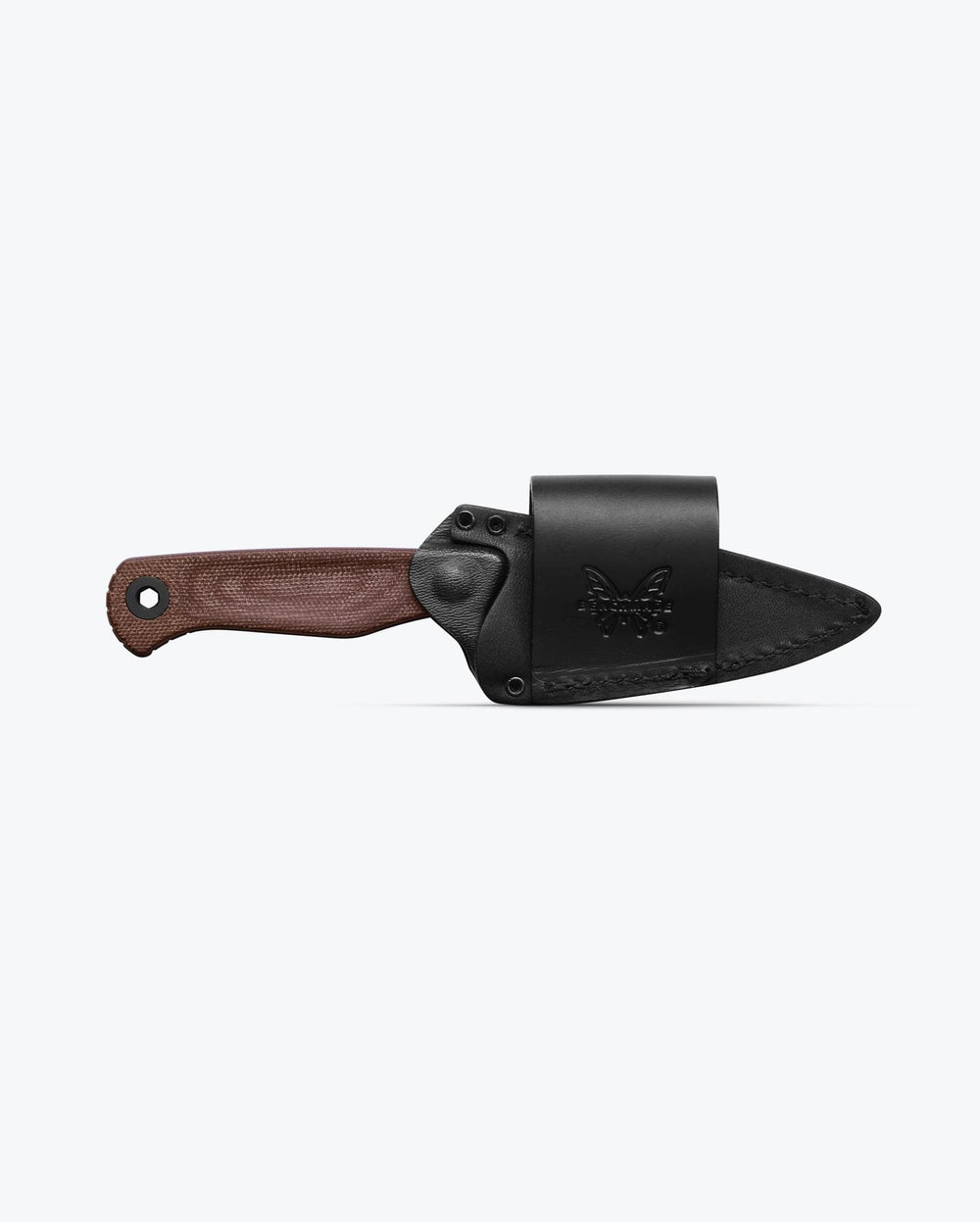 Benchmade Dacian Brown Canvas Micarta with Leather Sheath - Front View | Benchmade Knife Co.