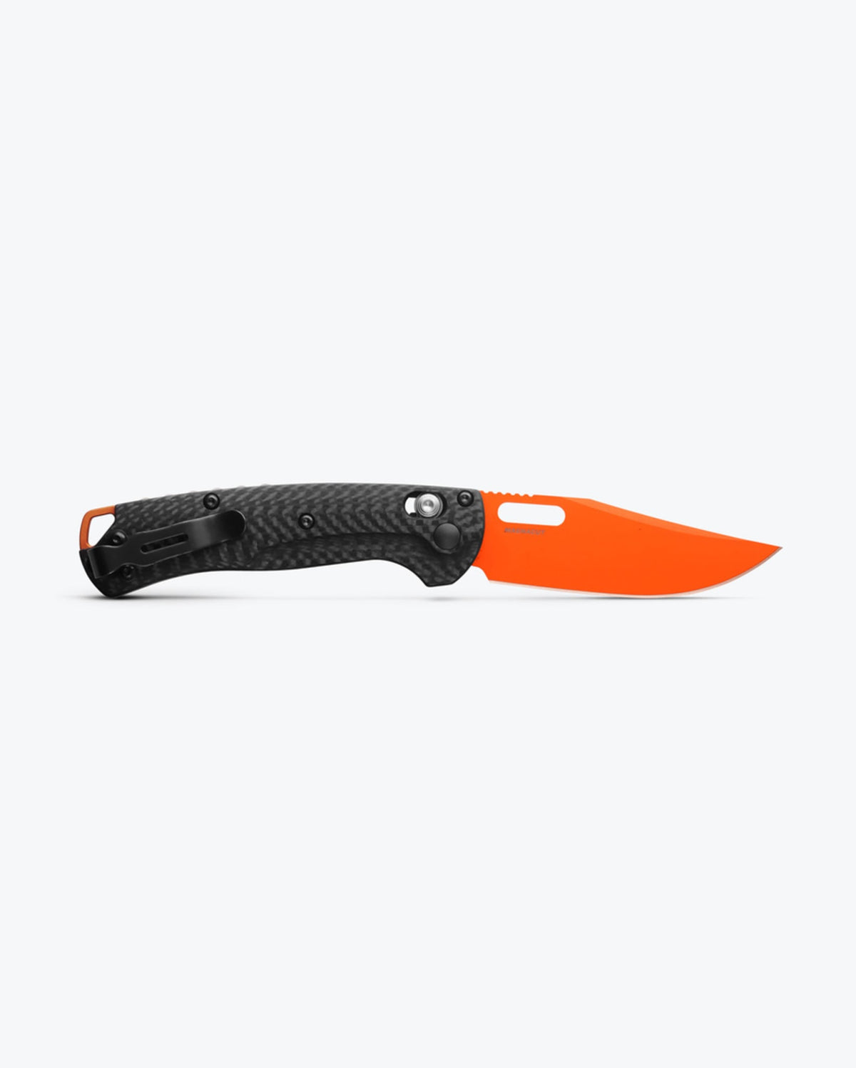 Mini Taggedout® Carbon Fiber Orange Blade Open - Back Profile | Benchmade Knife Co.