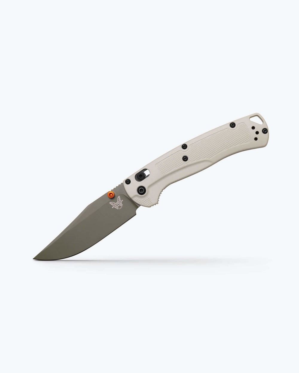 Benchmade Taggedout Tan Grivory EDC Knife - Side Angle Open | Benchmade Knife Co.